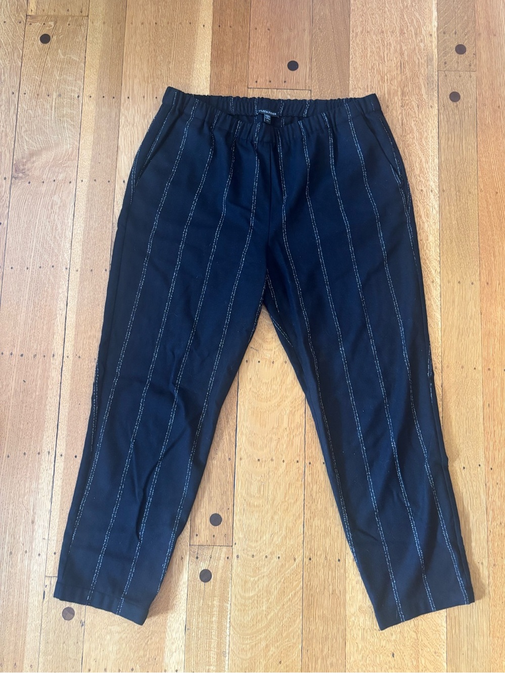 Eileen Fisher black striped wool pants